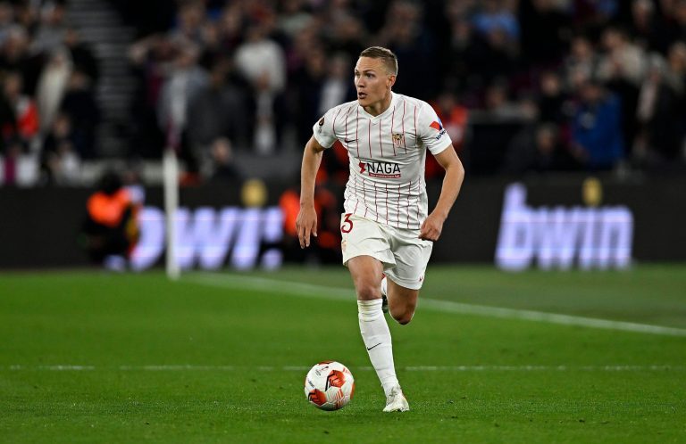 London, UK. 17th Mar, 2022. Ludwig Augustinsson (Sevilla) during the West Ham vs Sevilla UEFA Europa League match at the London Stadium, Stratford, London, UK. Credit: MARTIN DALTON/Alamy Live News London, UK. 17th Mar, 2022. Ludwig Augustinsson (Sevilla) during the West Ham vs Sevilla UEFA Europa League match at the London Stadium, Stratford, London, UK. Credit: MARTIN DALTON/Alamy Live News