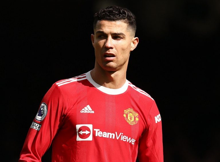 Liverpool, England, 9th April 2022. Cristiano Ronaldo of Manchester United during the Premier League match at Goodison Park, Liverpool. Picture credit should read: Darren Staples / Sportimage Liverpool, England, 9th April 2022. Cristiano Ronaldo of Manchester United during the Premier League match at Goodison Park, Liverpool. Picture credit should read: Darren Staples / Sportimage