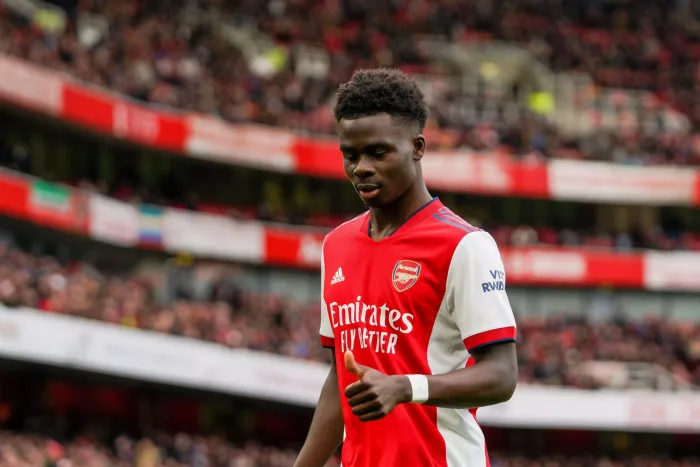 London, UK. 19th Feb, 2022. Bukayo Saka #7 of Arsenal in London, United Kingdom on 2/19/2022. (Photo by Richard Washbrooke/News Images/Sipa USA) Credit: Sipa USA/Alamy Live News Stryktipset 20 augusti