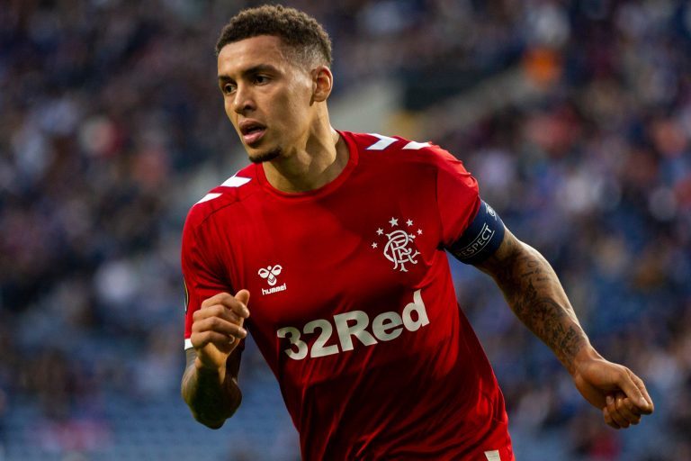 Ranger's player, James Tavernier in action during the UEFA Europa League match at Dragon Stadium. (Final score: FC Porto 1:1 Rangers)