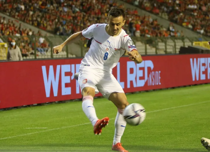 Brussels, Belgium. 05th Sep, 2021. Jakub Pesek of Czech Republic during the FIFA World Cup Qatar 2022, Qualifiers, Group E football match between Belgium and Czech Republic on September 5, 2021 at King Baudouin stadium in Brussels, Belgium. Photo by Laure