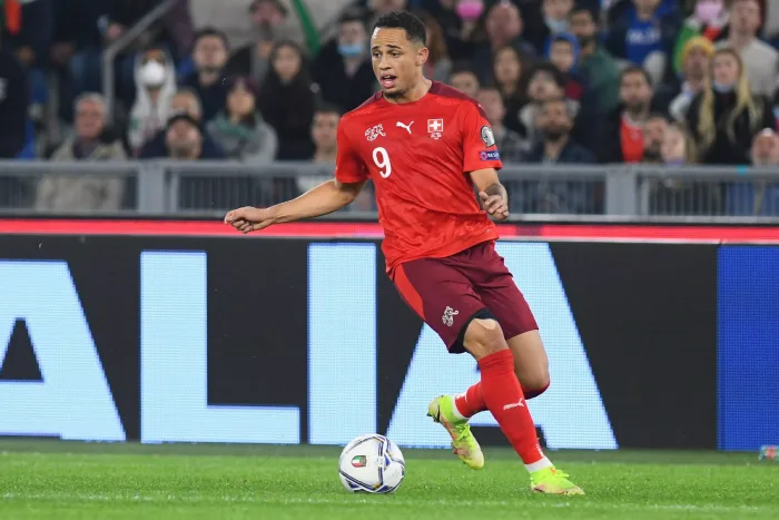 Rome, Lazio. 12th Nov, 2021. Noah Okafor of Switzerlands during the European Qualifier World Cup 2022 match Italy-Switzerland stadium in Rome, Italy, November 12nd, 2021. Fotografo01 Credit: Independent Photo Agency/Alamy Live News