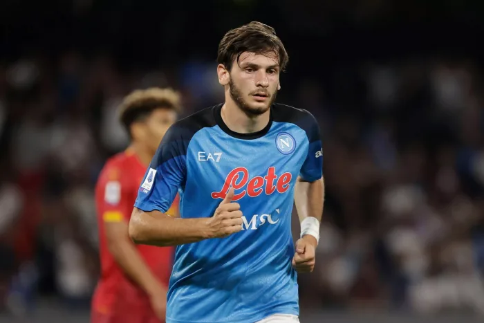 31st August 2022; Diego Armando Maradona Stadium, Naples, Campania, Italy; Serie A football, Napoli versus Lecce; Khvicha Kvaratskhelia of Napoli