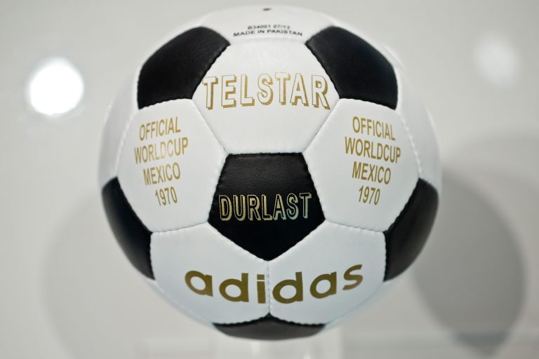 Fuerth, Germany. 08th May, 2014. The 'Telstar' soccer ball which was the official ball of the 1970 soccer world cup in Mexico is pictured during the general meeting of sporting goods manufacturer adidas in Fuerth, Germany, 08 May 2014. © dpa/Alamy Live Ne Fuerth, Germany. 08th May, 2014. The 'Telstar' soccer ball which was the official ball of the 1970 soccer world cup in Mexico is pictured during the general meeting of sporting goods manufacturer adidas in Fuerth, Germany, 08 May 2014. © dpa/Alamy Live Ne