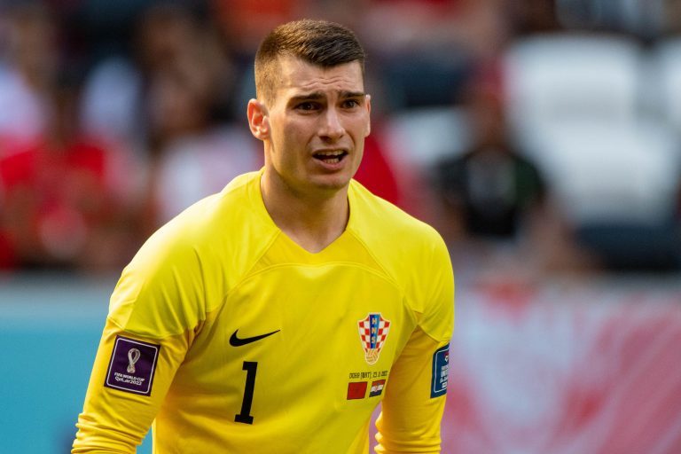 Al Khor, Qatar. 23rd Nov, 2022. Dominik Livakovic of Croatia during the FIFA World Cup Qatar 2022 Group F match between Morocco and Croatia at Al Bayt Stadium in Al Khor, Qatar on November .22, 2022 (Photo by Andrew Surma/ Credit: Sipa USA/Alamy Live News Al Khor, Qatar. 23rd Nov, 2022. Dominik Livakovic of Croatia during the FIFA World Cup Qatar 2022 Group F match between Morocco and Croatia at Al Bayt Stadium in Al Khor, Qatar on November .22, 2022 (Photo by Andrew Surma/ Credit: Sipa USA/Alamy Live News
