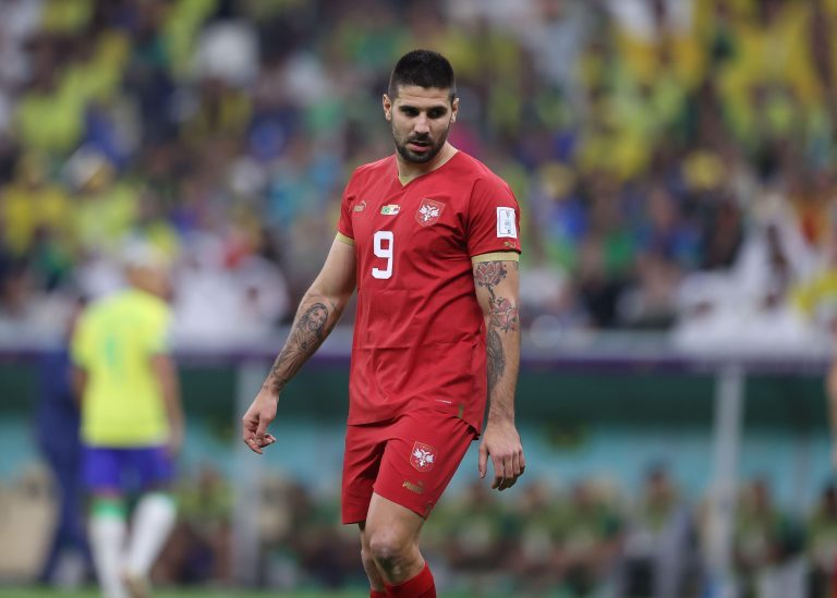Lusail Iconic Stadium, Lusail, Qatar. 24th Nov, 2022. FIFA World Cup Football, Brazil versus Serbia; Aleksandar Mitrovic of Serbia Credit: Action Plus Sports/Alamy Live News Lusail Iconic Stadium, Lusail, Qatar. 24th Nov, 2022. FIFA World Cup Football, Brazil versus Serbia; Aleksandar Mitrovic of Serbia Credit: Action Plus Sports/Alamy Live News
