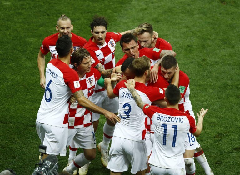 France v Croatia - FIFA World Cup Russia 2018 FinalIvan Perisic (Croatia) celebrate with the teammates after scoring the goal of 1-1 at Luzhniki Stadium in Moscow, Russia on July 15, 2018. (Photo by Matteo Ciambelli/NurPhoto)