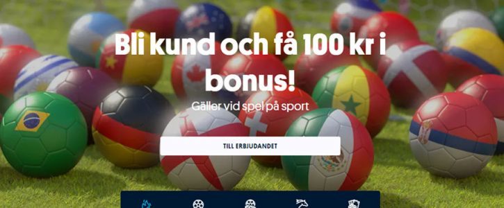 Svenska Spel ger 100 kr i välkomstbonus under VM Svenska Spel ger 100 kr i välkomstbonus under VM
