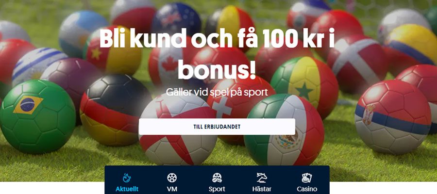 Svenska Spel ger 100 kr i välkomstbonus under VM