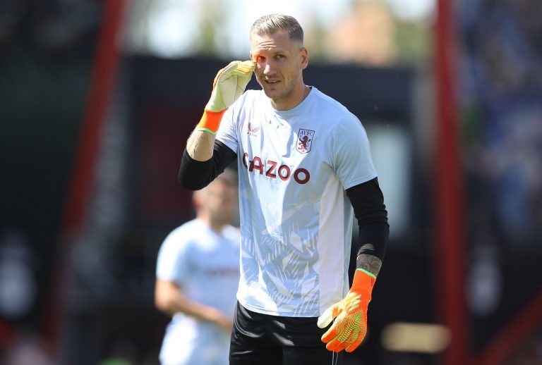 Bournemouth, England, 6th August 2022. Robin Olsen of Aston Villa warms up before the Premier League match at the Vitality Stadium, Bournemouth. Picture credit should read: Paul Terry / Sportimage Bournemouth, England, 6th August 2022. Robin Olsen of Aston Villa warms up before the Premier League match at the Vitality Stadium, Bournemouth. Picture credit should read: Paul Terry / Sportimage