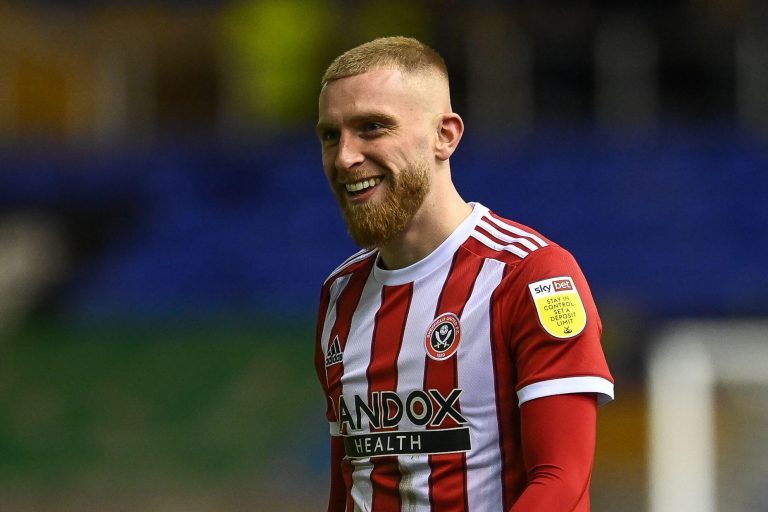 Birmingham, UK. 04th Feb, 2022. Oliver McBurnie #9 of Sheffield United during the game Credit: News Images /Alamy Live News Birmingham, UK. 04th Feb, 2022. Oliver McBurnie #9 of Sheffield United during the game Credit: News Images /Alamy Live News