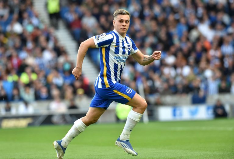 Leandro Trossard of Brighton during the Premier League match between Brighton and Hove Albion and Manchester United at the American Express Stadium , Brighton , UK - 7th May 2022 Editorial use only. No merchandising. For Football images FA and Premier