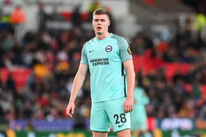 Evan Ferguson #28 of Brighton & Hove Albion during the Emirates FA Cup Fifth Round match Stoke City vs Brighton and Hove Albion at Bet365 Stadium, Stoke-on-Trent, United Kingdom, 28th February 2023(Photo by Craig Thomas/News Images) Evan Ferguson