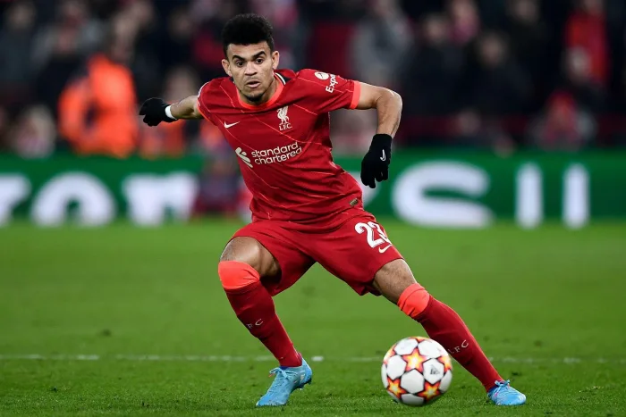 Liverpool, United Kingdom. 08 March 2022. Luis Diaz of Liverpool FC in action during the UEFA Champions League round of sixteen second leg football match between Liverpool FC and FC Internazionale. Credit: Nicolo Campo/Alamy Live News