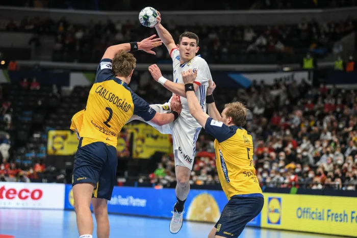 Aymeric Minne (France) against Sweden. EHF Euro 2022. Semifinals