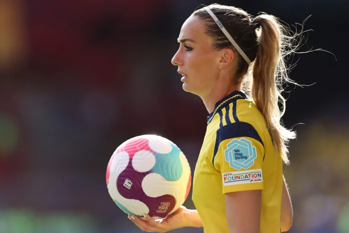Sheffield, England, 13th July 2022. Kosovare Asllani of Sweden during the UEFA Women's European Championship 2022 match at Bramall Lane, Sheffield. Picture credit should read: Darren Staples / Sportimage Sverige Sydafrika speltips stream