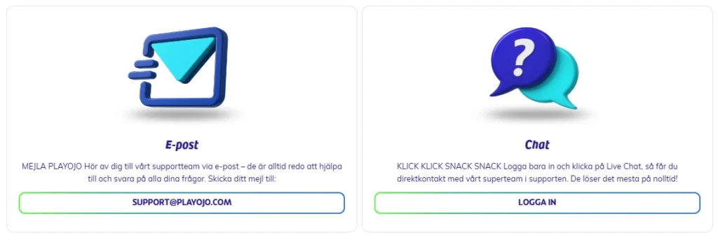 Playojo casino kundtjänst