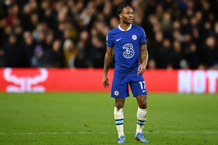 Raheem Sterling #17 of Chelsea during the Premier League match Nottingham Forest vs Chelsea at City Ground, Nottingham, United Kingdom, 1st January 2023(Photo by Craig Thomas/News Images)