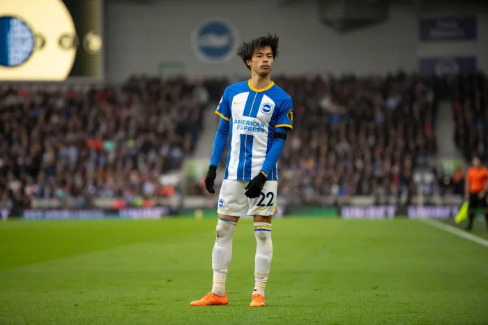 Brighton?s Kaoru Mitoma in action during the Brighton and Hove Albion v Fulham Premier League match at the American Express Community Stadium, Brighton. Saturday 18th February 2023 - Brighton Brentford speltips stream