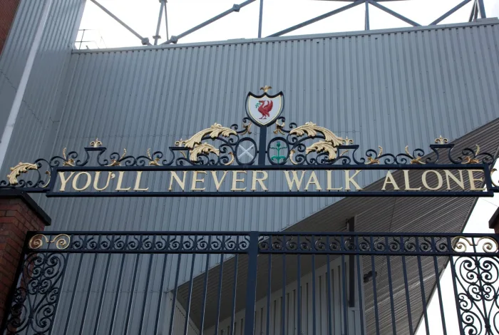 Liverpool FC football stadium, England: Bill Shankly gates