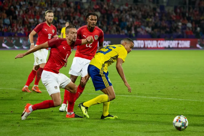 Stefan Ilsanker, Velentino Lazaro (Austria), Robin Quaison (Sweden), Austria vs Sweden, 2018-09-06, Generali Center, Nationalteam-Sweden, Nationalteam-Austria, Vienna, Football