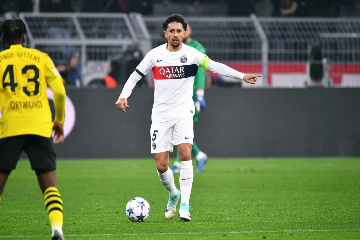 Champions League, Signal Iduna Park Dortmund: Borussia Dortmund vs Paris Saint Germain; Marquinhos (PSG) PSG, Champions League