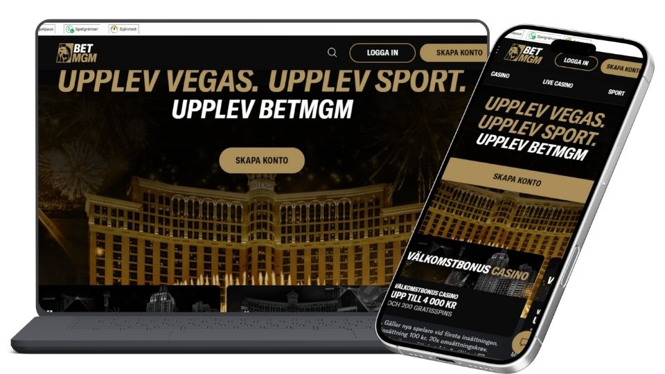 BetMGM casinos landingssida dator och mobil