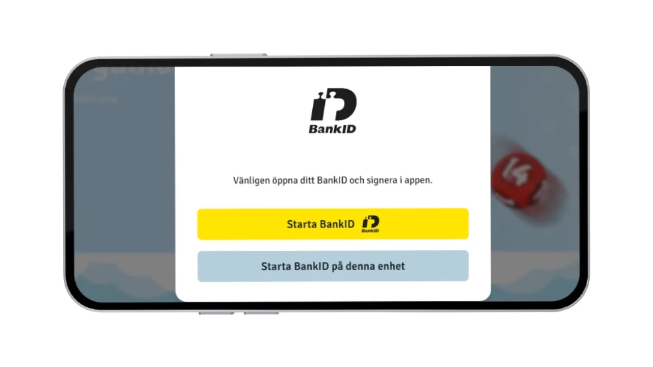 Mobilskärm som visar BankID-inloggning med texten 