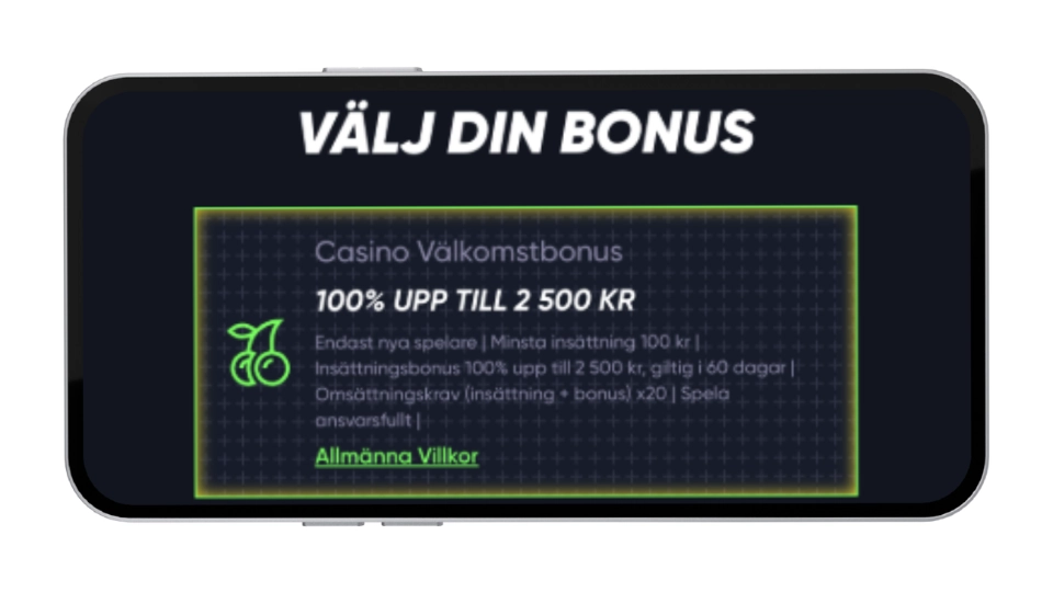 Mobilskärm som visar insättningsbonusen hos Quick Casino.
