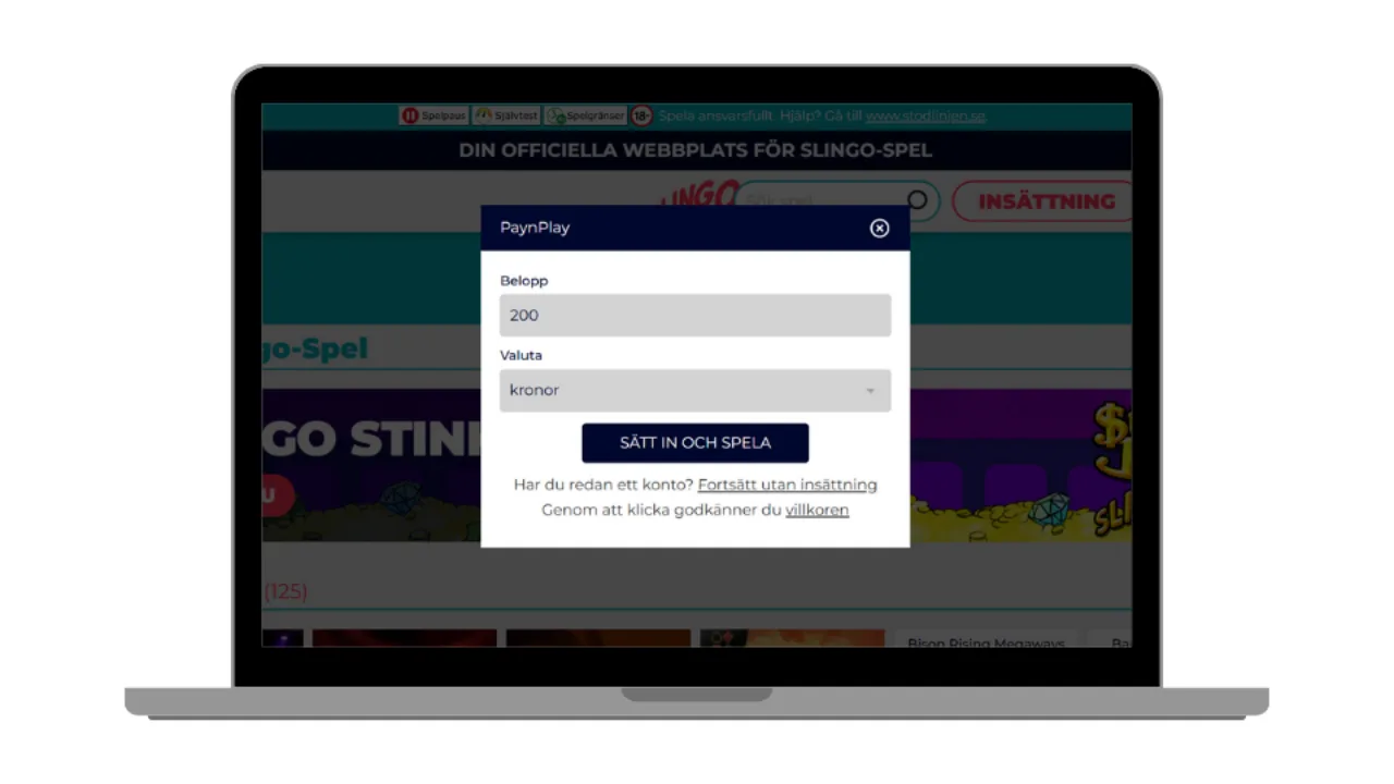 Slingo Casino registrering