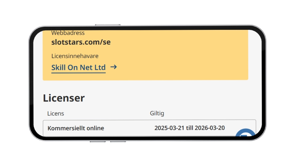 Slotstars casino licens