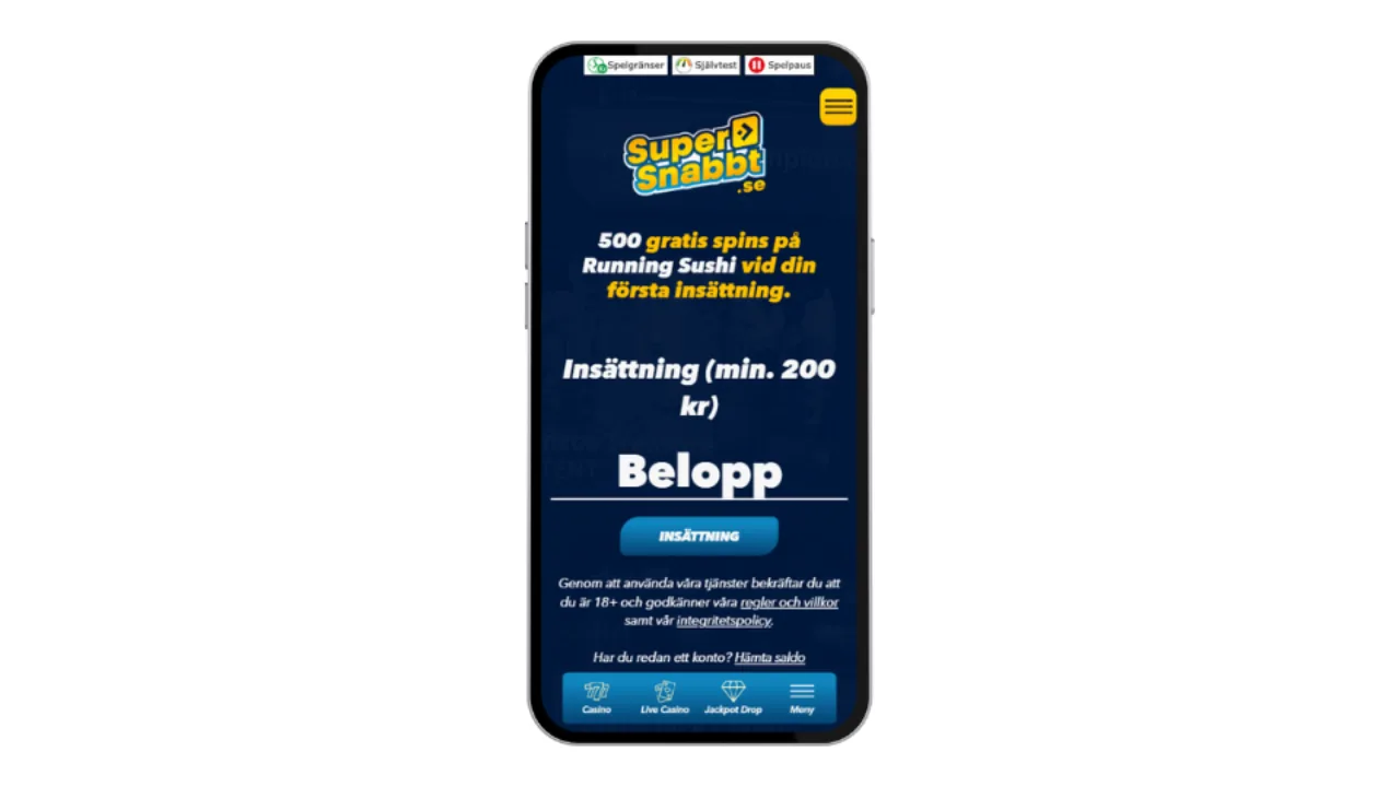 Supersnabbt casino registrering