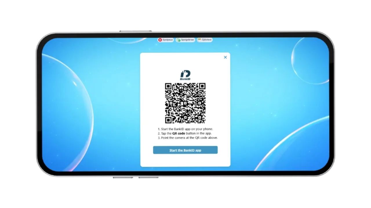 Mobilskärm som visar en QR-kod för BankID-inloggning.