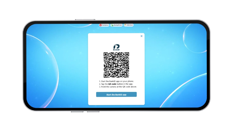Mobilskärm som visar en QR-kod för BankID-inloggning.