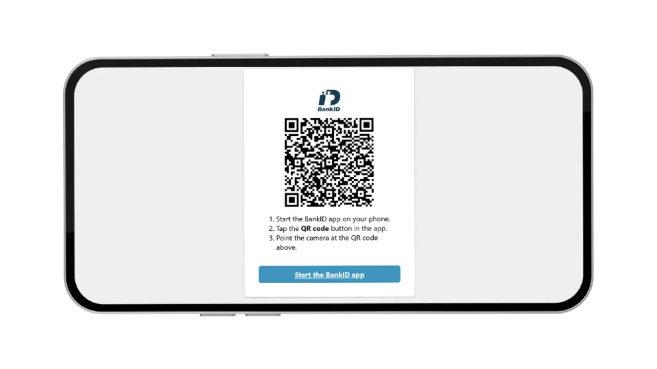 BankID-identifiering via QR-kod för snabb registrering hos VoodooDreams på mobilen.