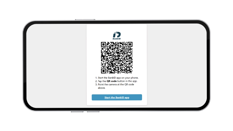 BankID-identifiering via QR-kod för snabb registrering hos VoodooDreams på mobilen.