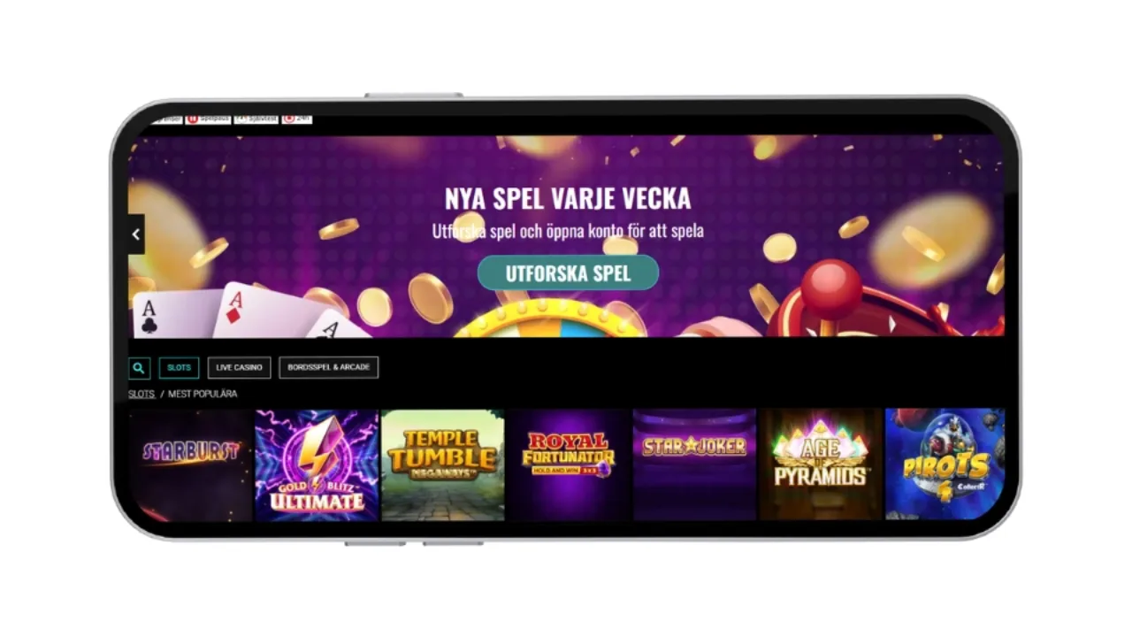 Spelutbudet hos VoodooDreams med populära slots som Starburst och Temple Tumble.