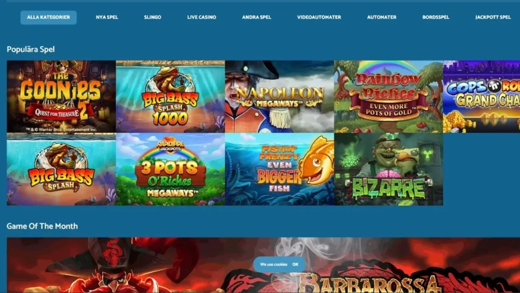 Spellobby hos Yeti Casino