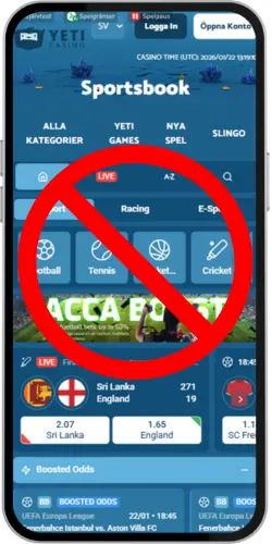 Yeti Sportsbook finns inte i Sverige