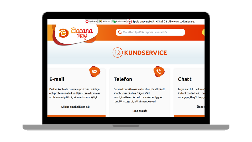 BacanaPlay Casino kundtjänst