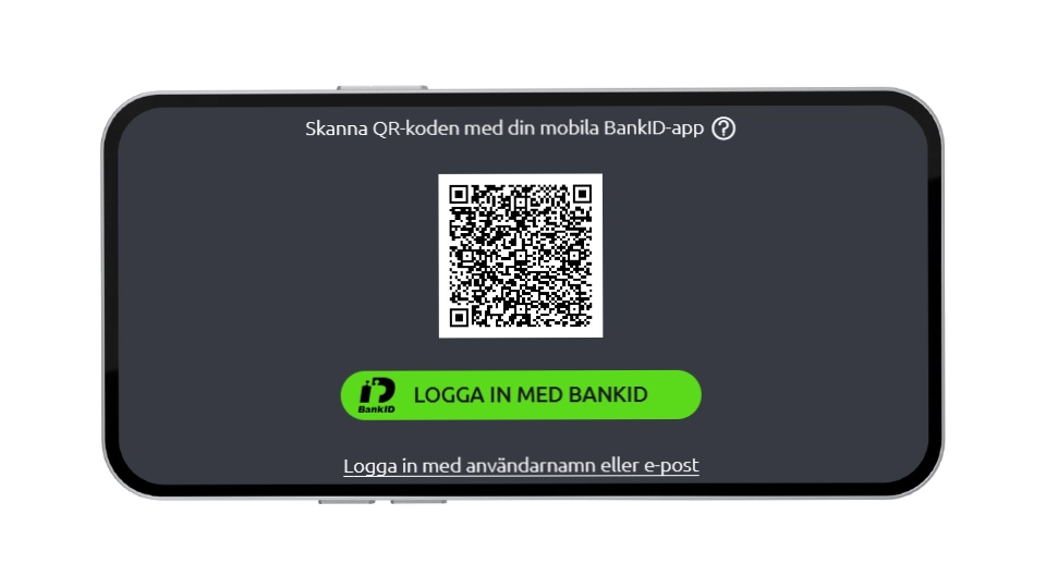 Mobilskärm som visar inloggning med QR-kod via BankID-appen hos GeckoPlay Casino.