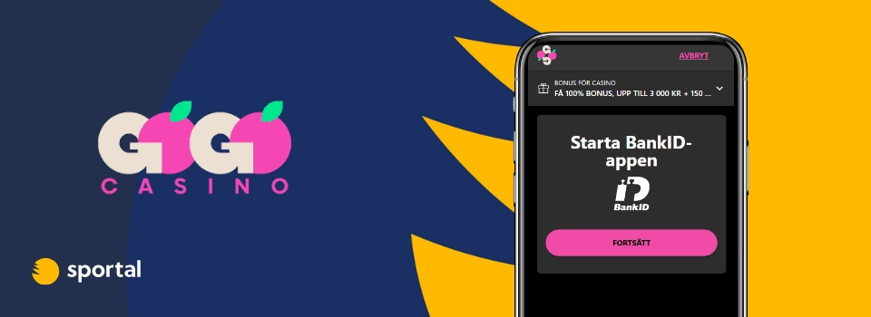 Mobilskärm som visar BankID-inloggning hos GoGoCasino.