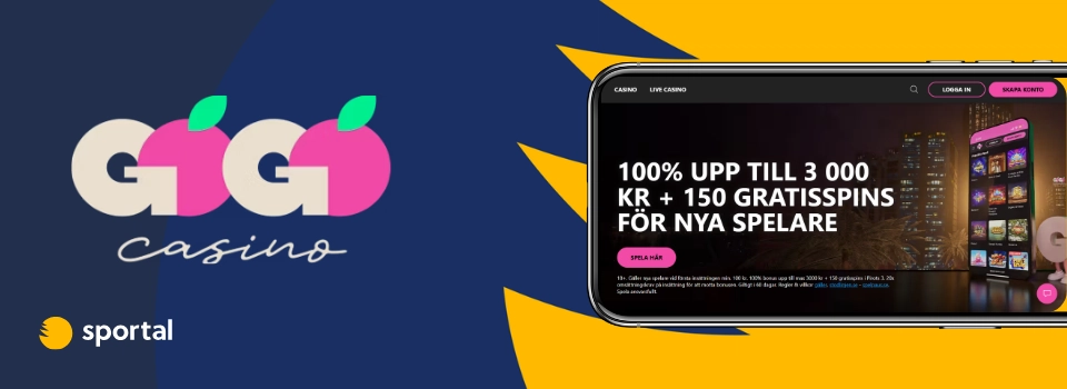 GOGO Casino: Bonus på 100% upp till 3 000 kr och 150 gratisspins för nya spelare.