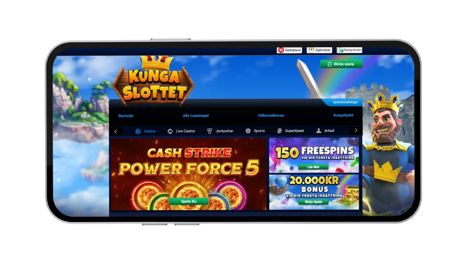 Kungaslottet bonus: 20 000 kr i välkomstbonus och 150 freespins vid första insättningen.