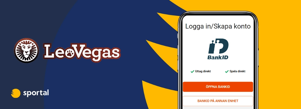 Mobilskärm som visar BankID-inloggning hos LeoVegas Casino.