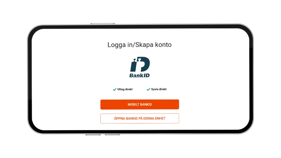 Mobilskärm för inloggning hos LeoVegas med BankID.