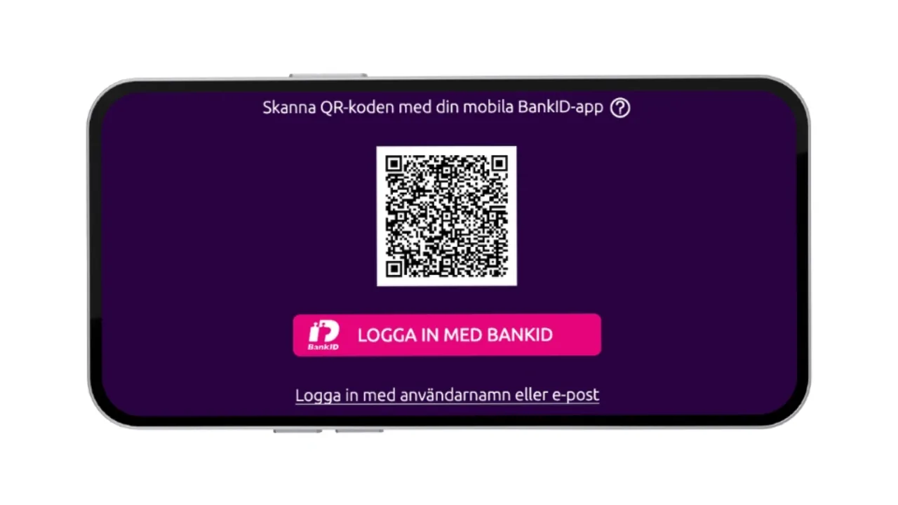 Registrering hos Lucky Vegas med BankID och QR-kod på mobilen.