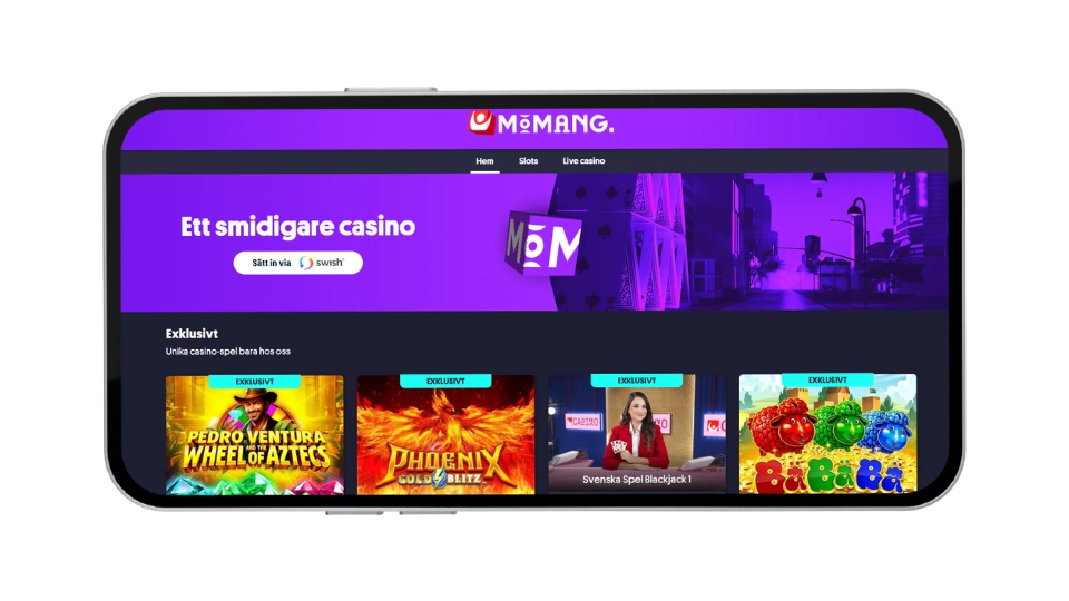 Momang Casino i mobilen: Ett smidigare casino med Swish-insättning och exklusiva spel.