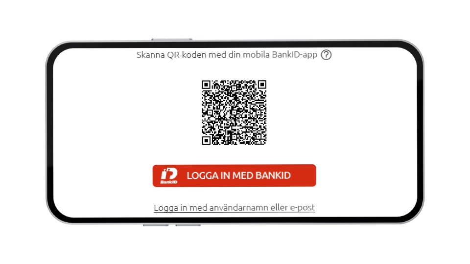 Registreringssida för PlayMillion med QR-kod för inloggning via BankID.
