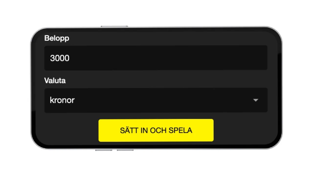 Insättningsvy hos Royale 500 Casino för spel med BankID.